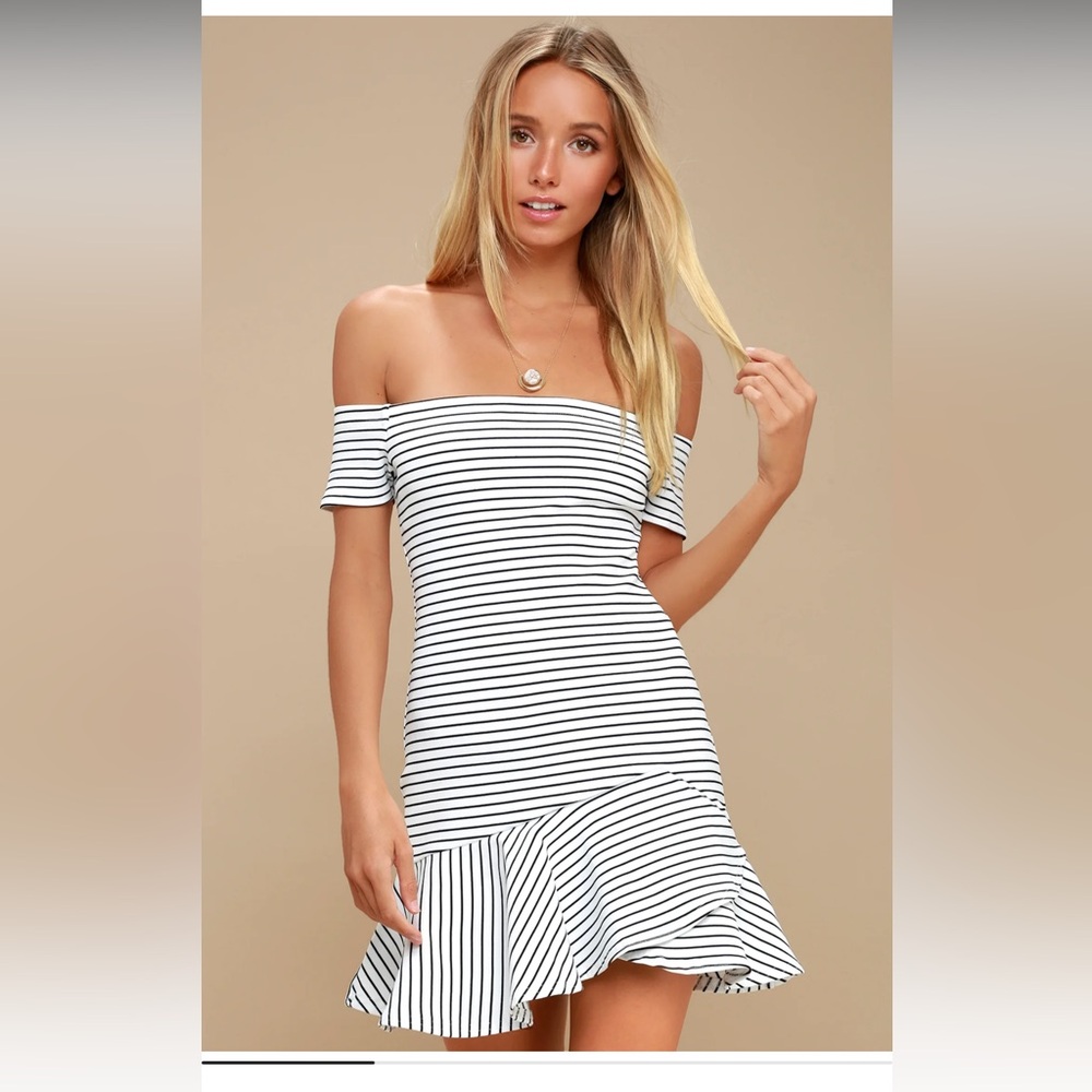 New with tags off the shoulder stripe dress by LULUs